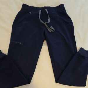 Figs Dark Blue Scrubs with Gray Drawstring